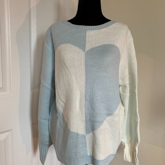 Blue and White Heart Sweater - Picture 6 of 6